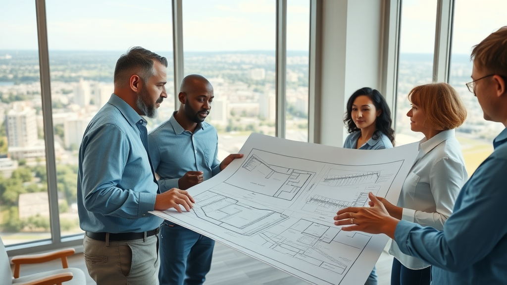 Estate development projects team planning new sustainable neighborhoods