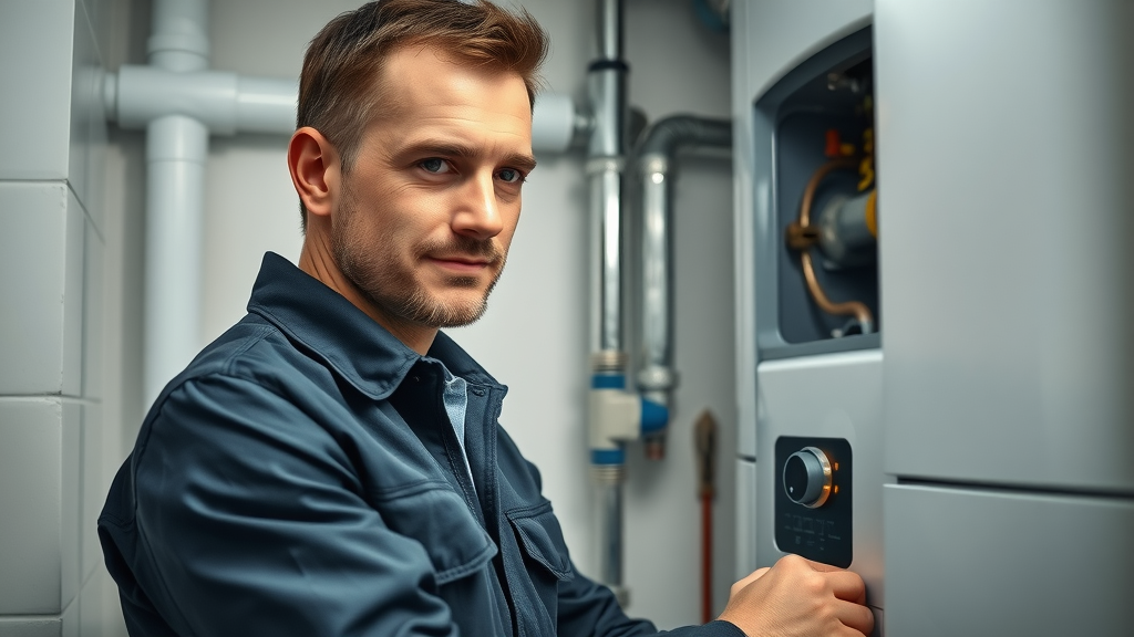 Central heating service engineer inspecting boiler for optimal home warmth.