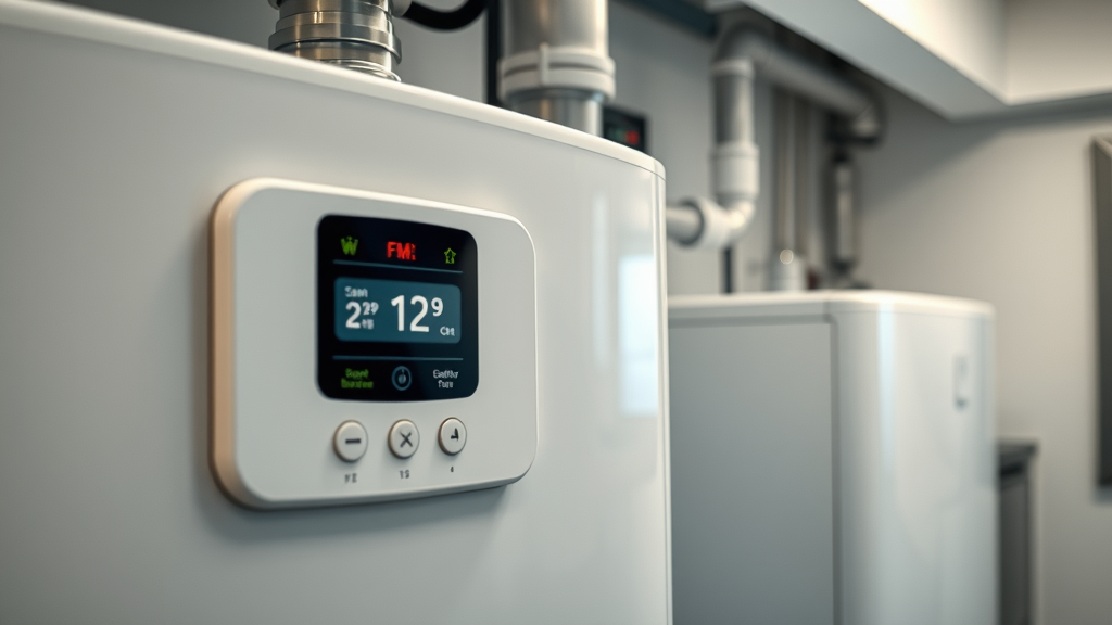 Close-up of modern boiler exemplifying professional central heating service.