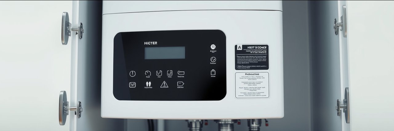 Landlord gas safety: modern gas boiler securely installed in white cabinet