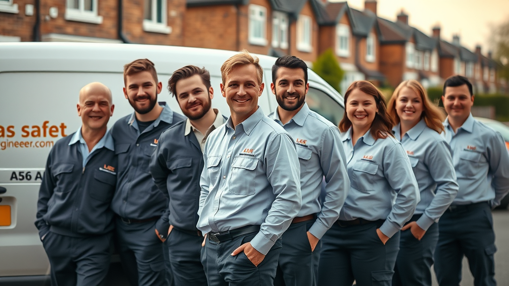 Trusted gas safe engineers in uniforms ready for gas safety service calls