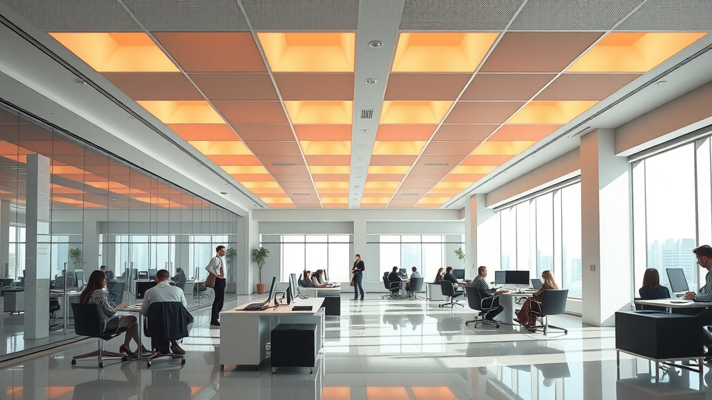 Modern office with commercial infrared solutions providing efficient heating