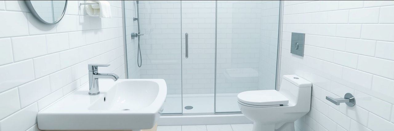 Modern white bathroom with pristine plumbing by a trustworthy plumbing company