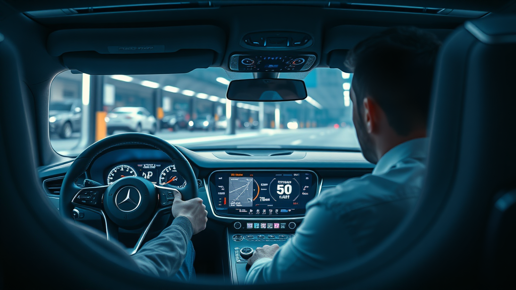 Modern sports car ECU tuning interface on digital dashboard, vehicle ECU tuning in action