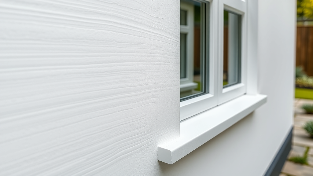 Detailed closeup of expert exterior house painting on window trim