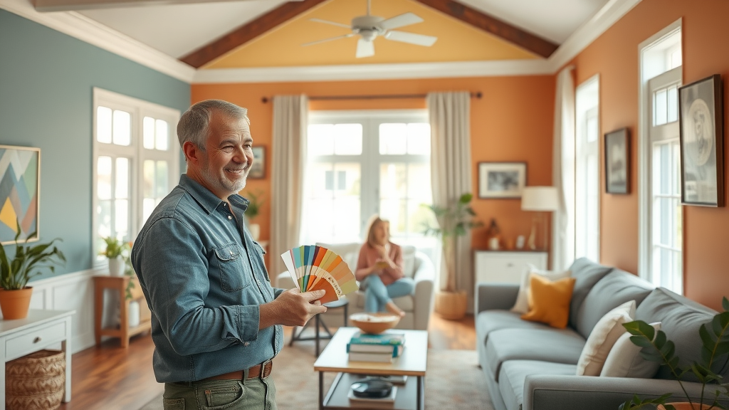 Interior painting expert consulting on color choices for vibrant living room walls