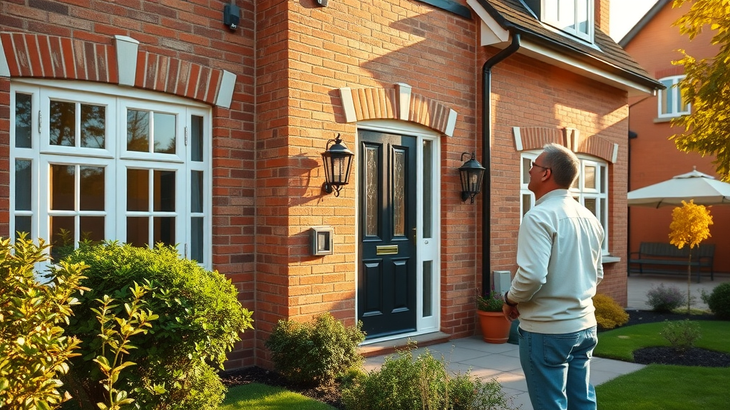 Exterior painting makeover on British home, showing crisp painted walls and details