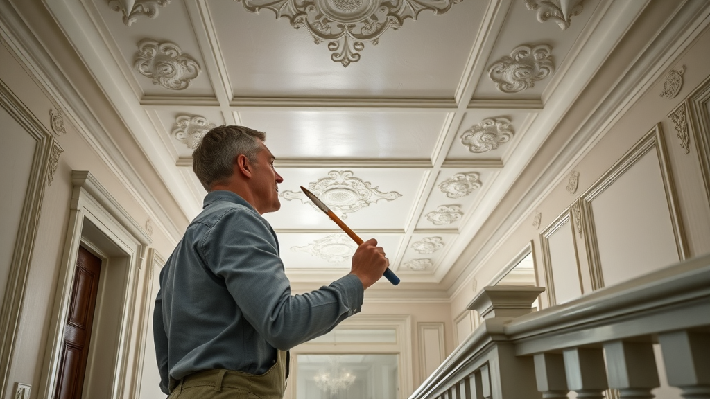 Chesterfield interior painting expert perfects period hallway details.
