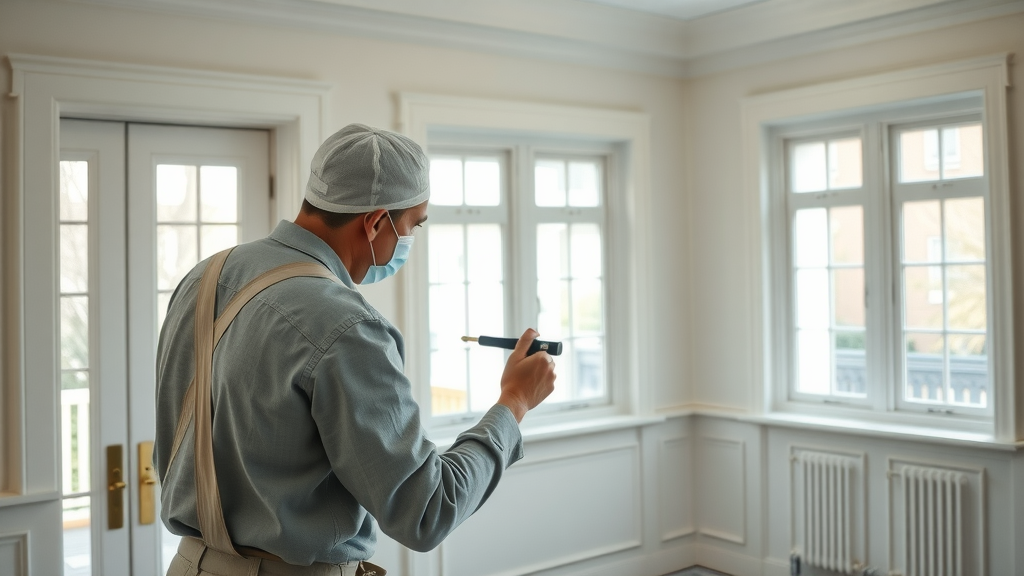 Residential painting expert preparing wall with cost-saving techniques