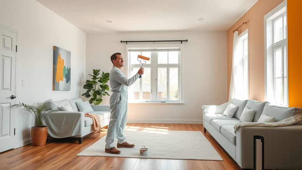 Professional painting services refreshing a bright modern living room space