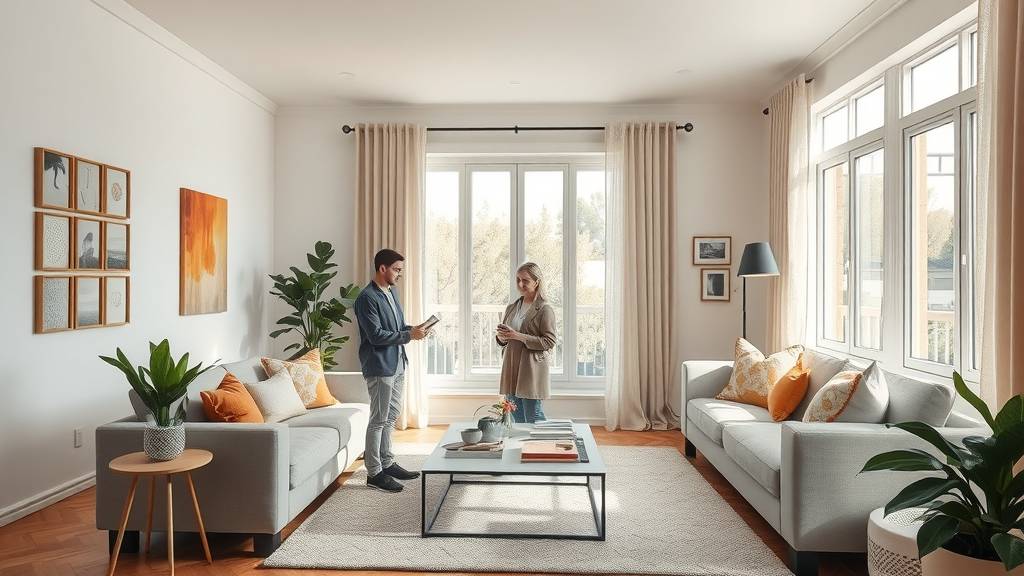 Bright modern living room styled by professional interior decorators