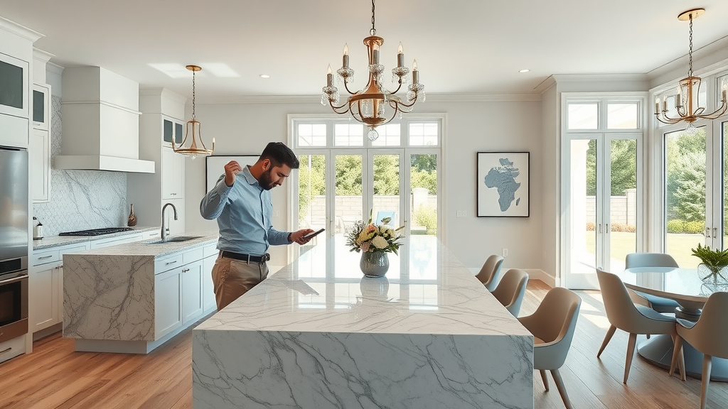 Professional interior decorator transforming kitchen with expert details