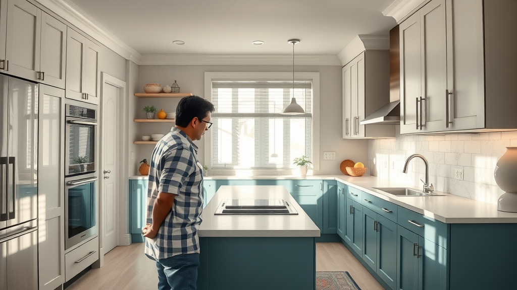 Hand painted kitchen cabinets with vibrant craftsmanship in modern bright space